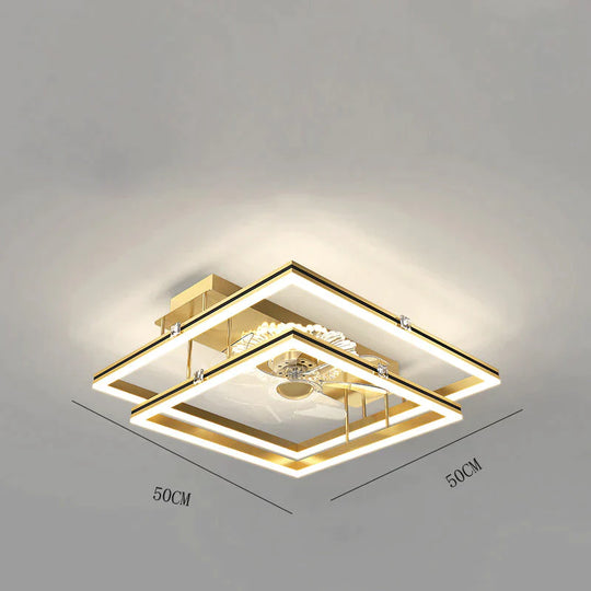 Nordic Light Luxury Fan Living Room Square Ceiling Lamp Simple Dining Bedroom