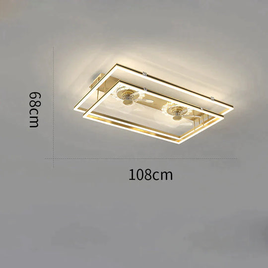 Nordic Light Luxury Fan Living Room Square Ceiling Lamp Simple Dining Bedroom Gold / D Stepless