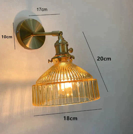 Nordic Literature And Art Fresh Bedroom Glass Brass Copper Wall Lamp Amber / No Light Source Copper