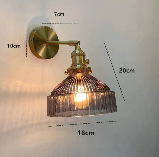 Nordic Literature And Art Fresh Bedroom Glass Brass Copper Wall Lamp