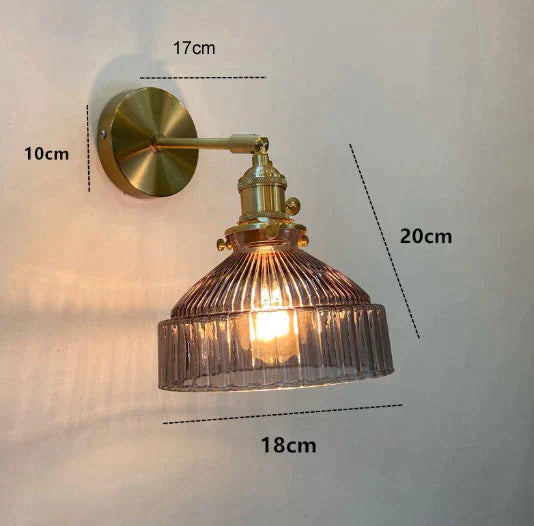 Nordic Literature And Art Fresh Bedroom Glass Brass Copper Wall Lamp Gray / No Light Source Copper