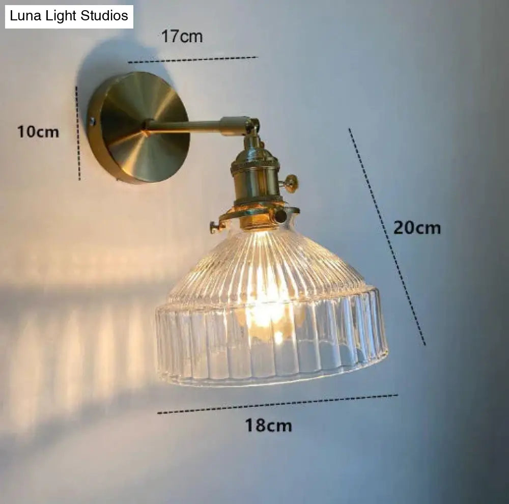 Nordic Literature And Art Fresh Bedroom Glass Brass Copper Wall Lamp Transparent / No Light Source