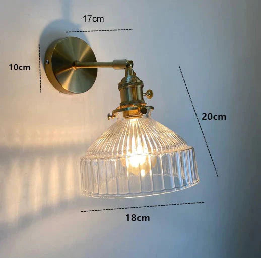 Nordic Literature And Art Fresh Bedroom Glass Brass Copper Wall Lamp