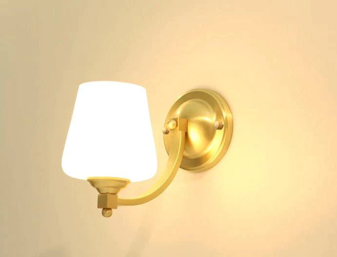Nordic Living Room Bedroom Copper Wall Lamps  Single-Head Copper Wall Lamp / Led White Light Copper