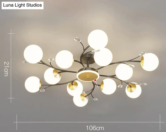 Nordic Living Room Lamp Simple Modern Atmosphere Luxury Ceiling Black / 12 Heads Tri-Color Light