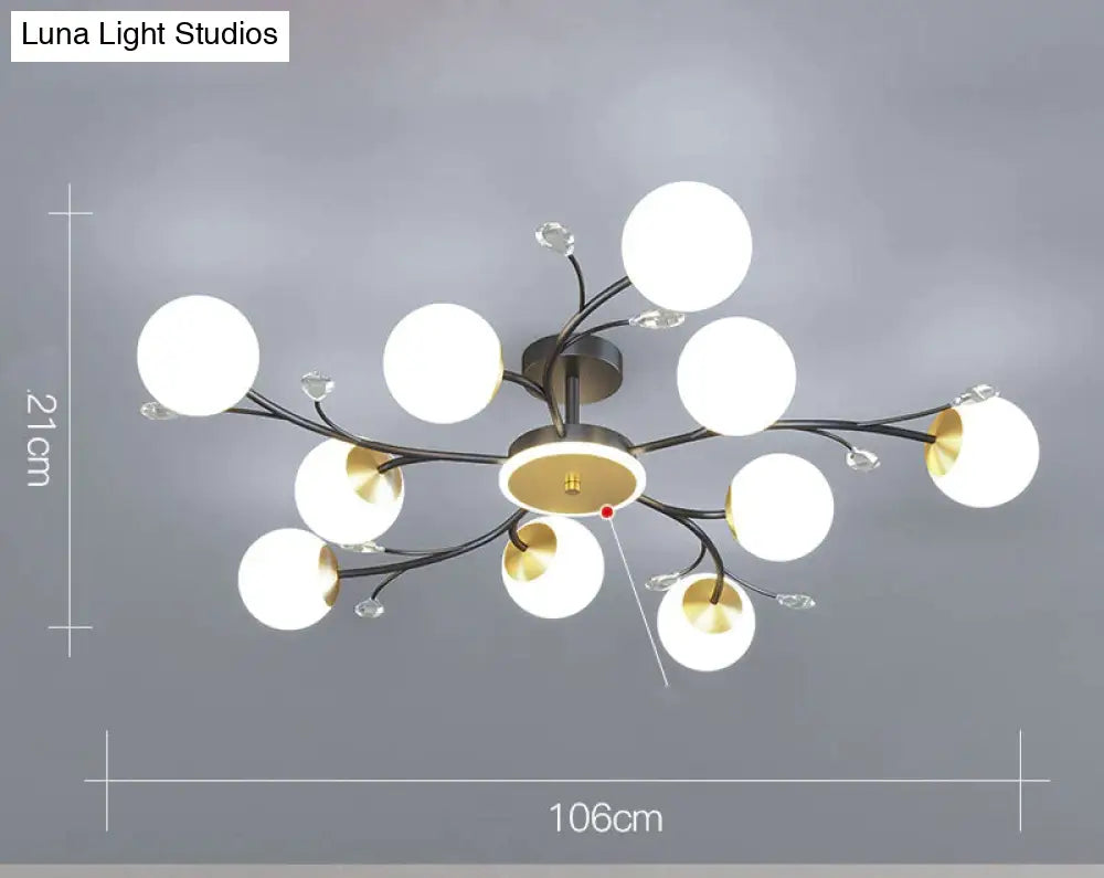 Nordic Living Room Lamp Simple Modern Atmosphere Luxury Ceiling Black / 10 Heads White Light