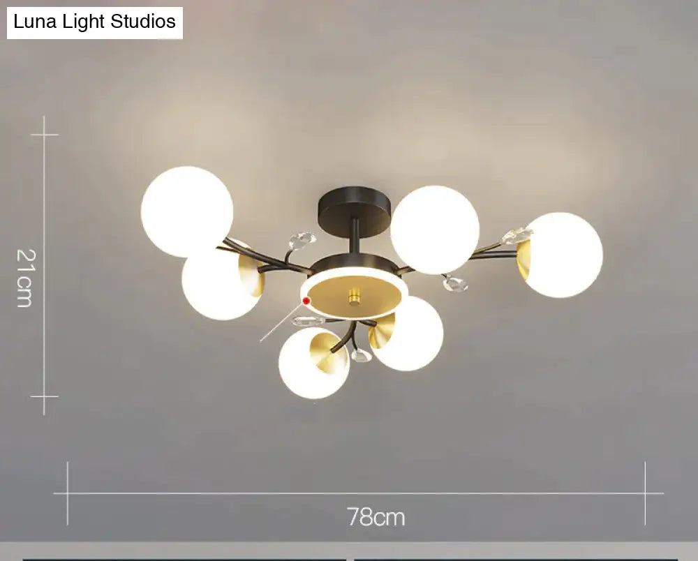 Nordic Living Room Lamp Simple Modern Atmosphere Luxury Ceiling Black / 6 Heads Tri-Color Light