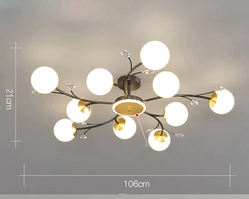 Nordic Living Room Lamp Simple Modern Atmosphere Luxury Ceiling Black / 10 Heads Tri-Color Light