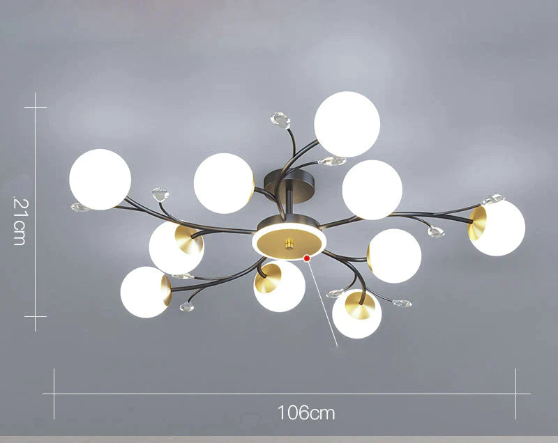 Nordic Living Room Lamp Simple Modern Atmosphere Luxury Ceiling Black / 10 Heads White Light