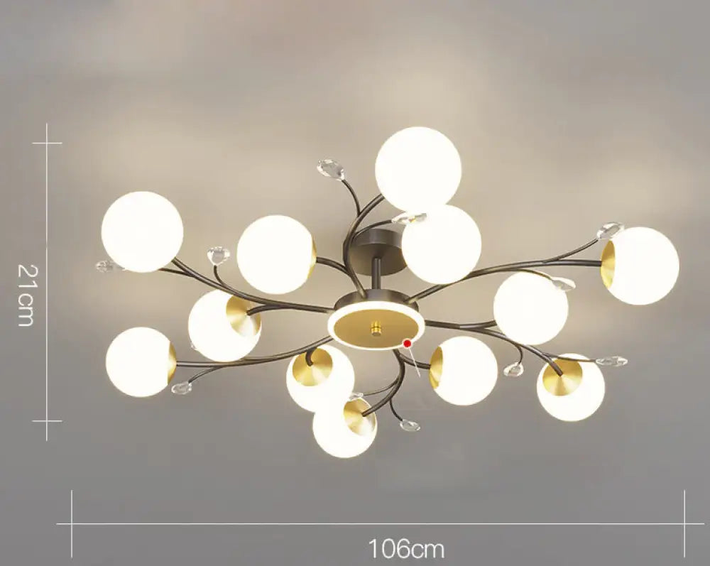 Nordic Living Room Lamp Simple Modern Atmosphere Luxury Ceiling Black / 12 Heads Tri-Color Light