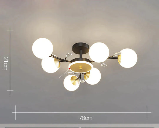 Nordic Living Room Lamp Simple Modern Atmosphere Luxury Ceiling Black / 6 Heads Tri-Color Light