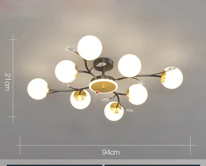 Nordic Living Room Lamp Simple Modern Atmosphere Luxury Ceiling Black / 8 Heads Tri-Color Light