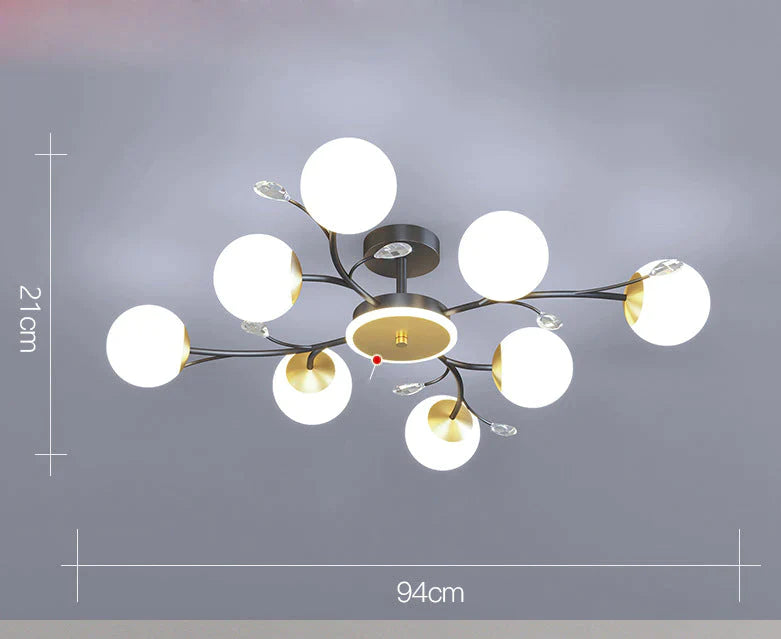 Nordic Living Room Lamp Simple Modern Atmosphere Luxury Ceiling Black / 8 Heads White Light