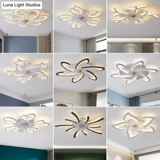 Nordic Living Room Led Creative Smart Windmill Ceiling Fan Light Ceiling