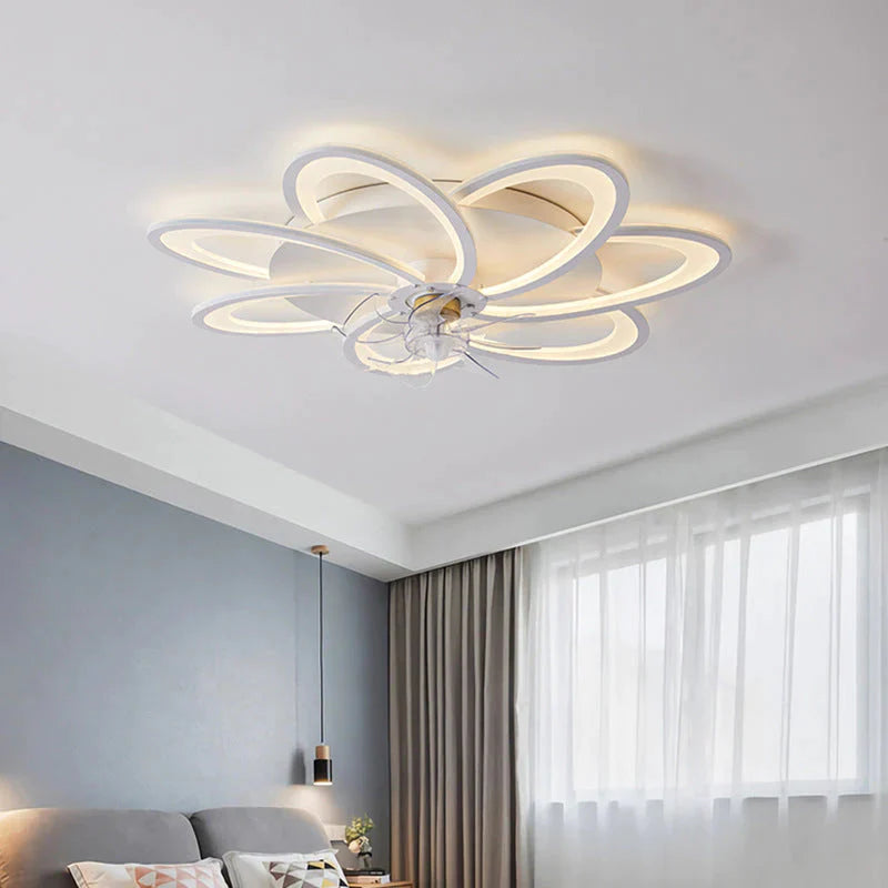 Nordic living room led creative smart windmill ceiling fan light