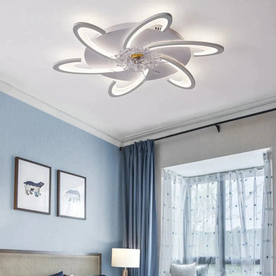 Nordic living room led creative smart windmill ceiling fan light