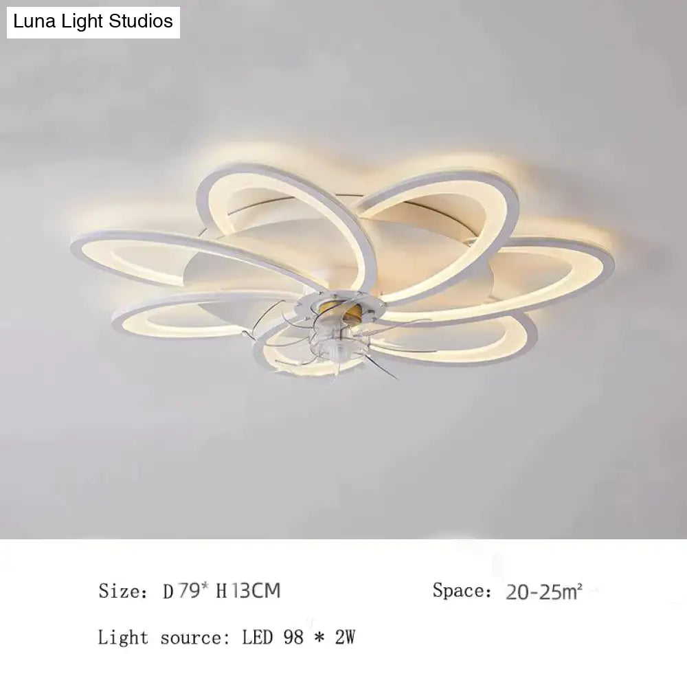 Nordic Living Room Led Creative Smart Windmill Ceiling Fan Light White-D79X13Cm / White Ceiling