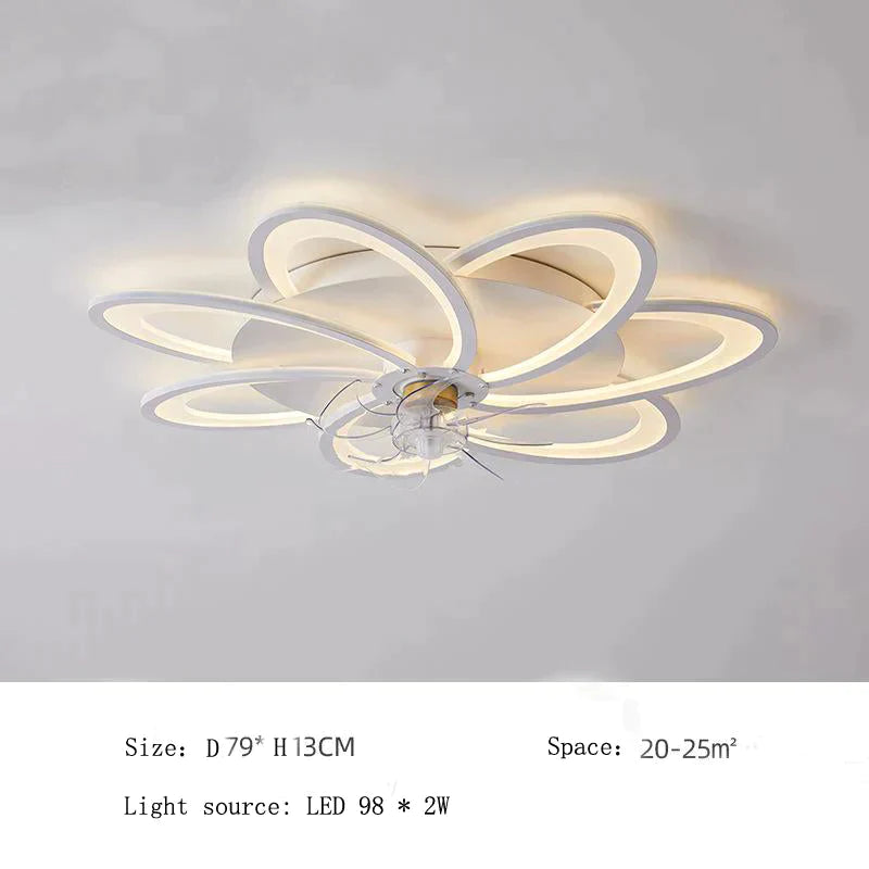 Nordic Living Room Led Creative Smart Windmill Ceiling Fan Light White-D79X13Cm / White Ceiling