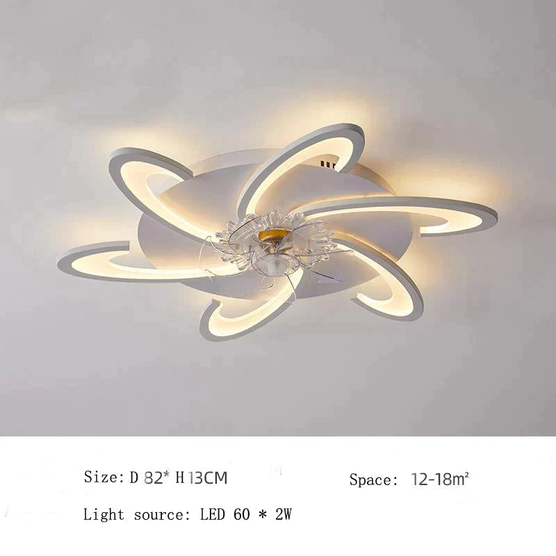 Nordic Living Room Led Creative Smart Windmill Ceiling Fan Light White-D82X13Cm / White Ceiling