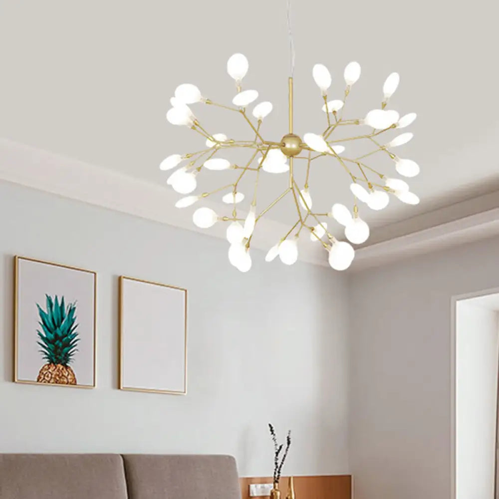 Nordic Living Room Led Pendant Light: Firefly Shade Chandelier In Gold 45 /