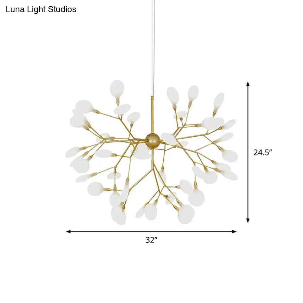 Gold Nordic Living Room Led Pendant Light - Firefly Shade Chandelier Stylish Hanging Lamp