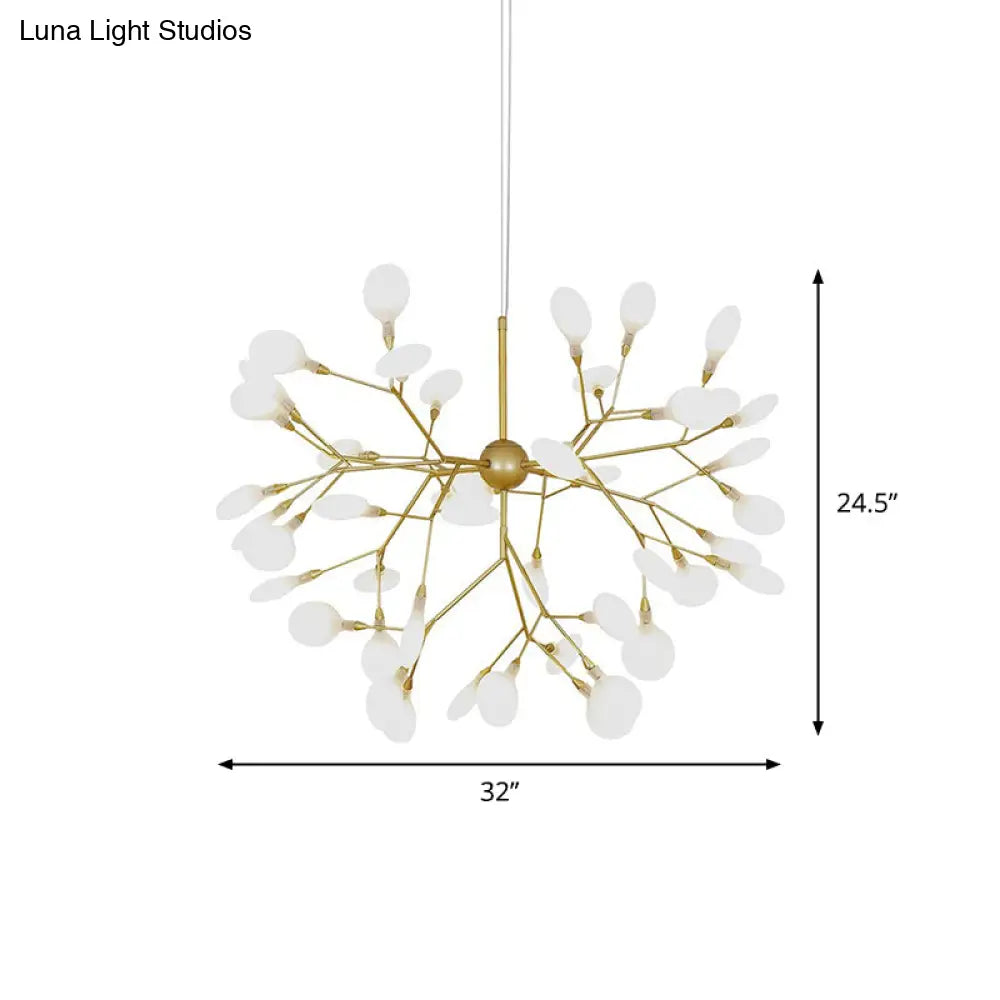 Nordic Living Room Led Pendant Light: Firefly Shade Chandelier In Gold