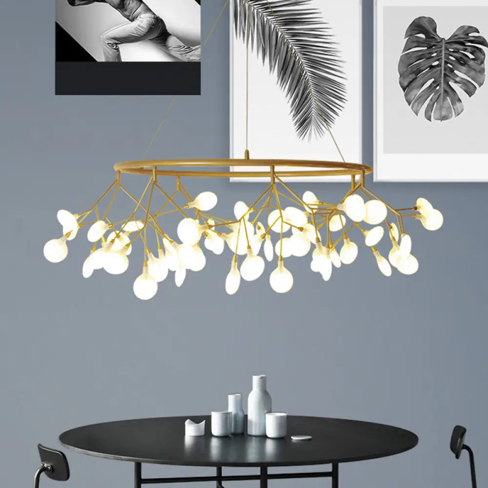 Nordic Living Room Led Pendant Light: Firefly Shade Chandelier In Gold 81 /