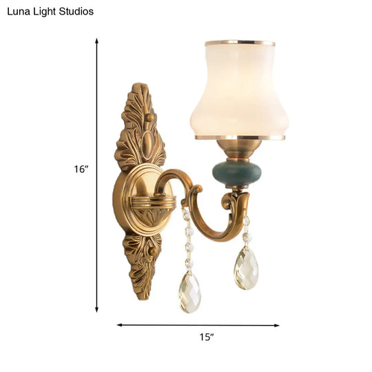 Nordic Living Room White Glass Wall Mount Vase Sconce Light Fixture - 1/2 Head Brass Design