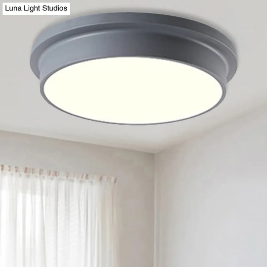 Nordic Macaron Colored Flushmount Ceiling Light For Child Bedroom Grey / 10.5