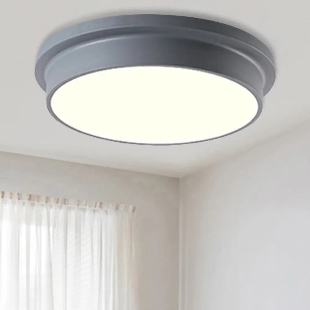 Nordic Macaron Colored Flushmount Ceiling Light For Child Bedroom Grey / 10.5’