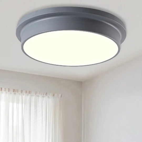 Nordic Macaron Colored Flushmount Ceiling Light For Child Bedroom Grey / 10.5’