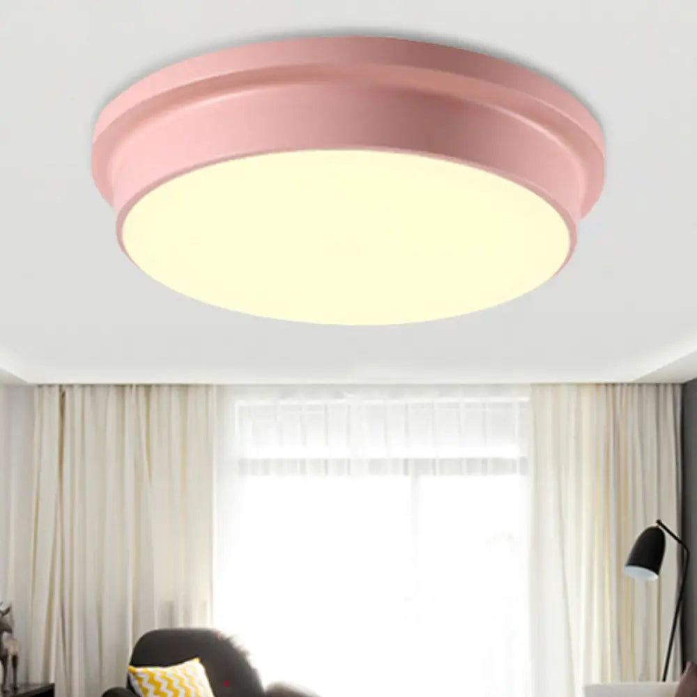 Nordic Macaron Colored Flushmount Ceiling Light For Child Bedroom Pink / 10.5’