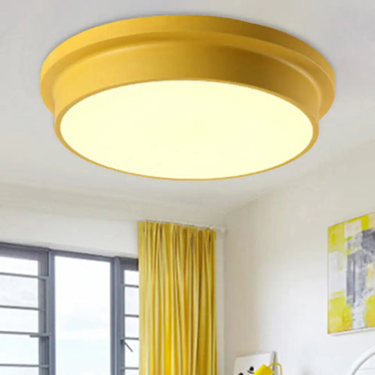 Nordic Macaron Colored Flushmount Ceiling Light For Child Bedroom Yellow / 10.5’
