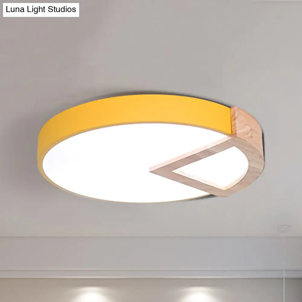 Nordic Macaron Flush Mount Light For Kids Bedrooms Yellow / 12