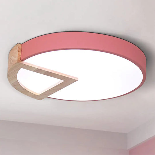 Nordic Macaron Flush Mount Light For Kids’ Bedrooms Pink / 12’