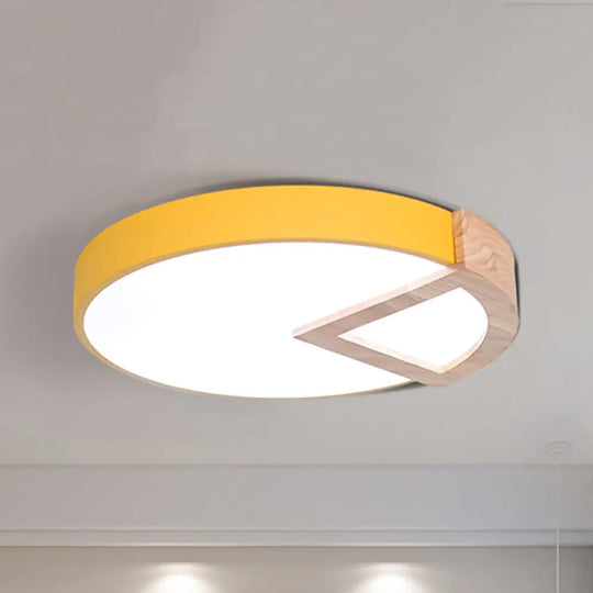 Nordic Macaron Flush Mount Light For Kids’ Bedrooms Yellow / 12’