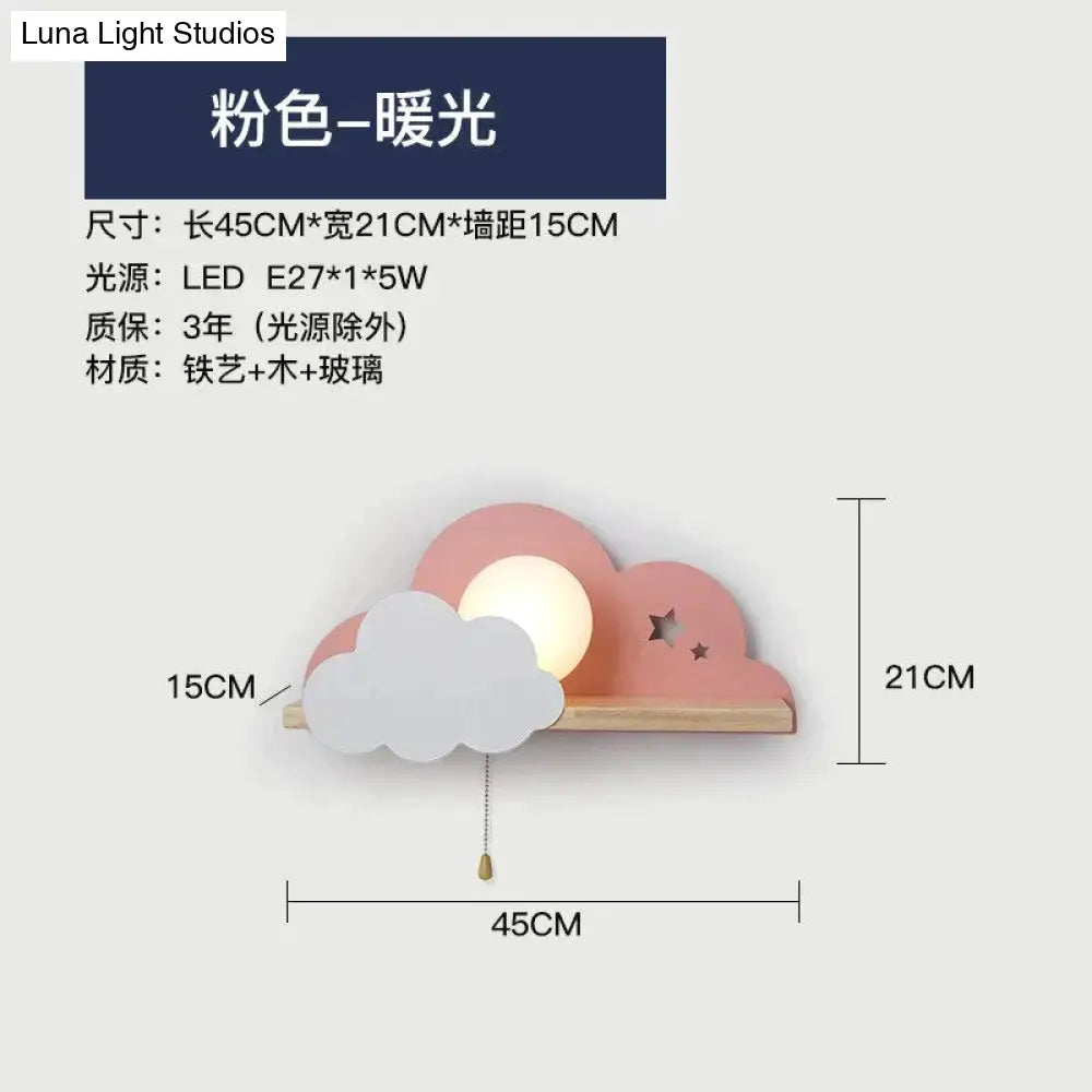 Nordic Macaron Led Cloud Glass Wall Lamps For Children Room Lamp