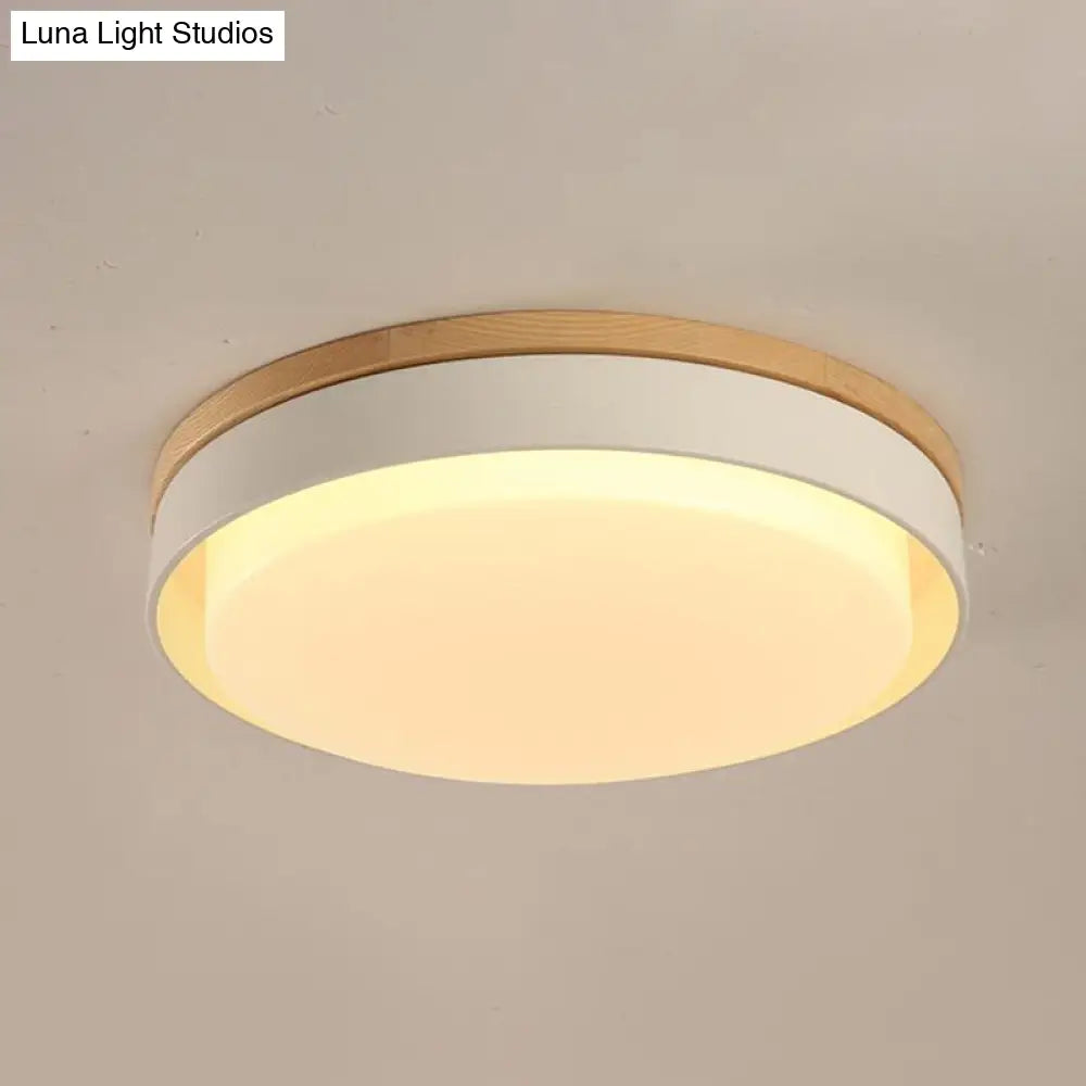 Nordic Macaron Metal Led Ceiling Flushmount - Blue/White/Yellow Acrylic Shade 12/18.5 Wide