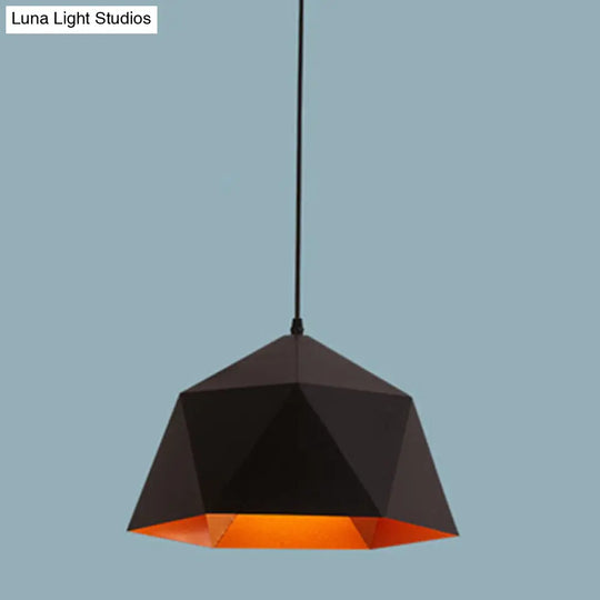 Nordic Macarons Style 1-Light Diamond Pendant: Elegant Metal Hanging Lamp For Dining Room Black / 15