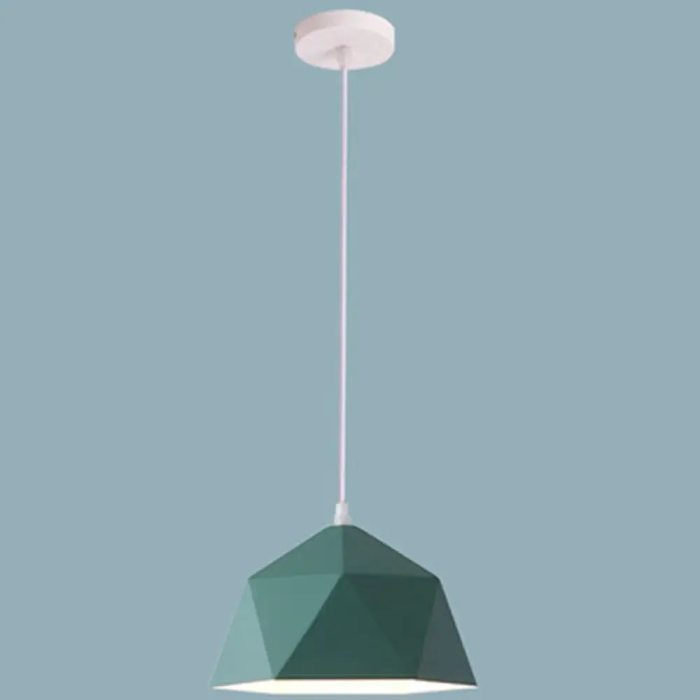 Nordic Macarons Style 1-Light Diamond Pendant Lamp - Modern Metal Dining Room Hanging Lighting Dark