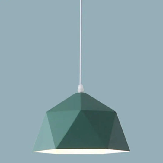 Nordic Macarons Style 1-Light Diamond Pendant Lamp - Modern Metal Dining Room Hanging Lighting Dark