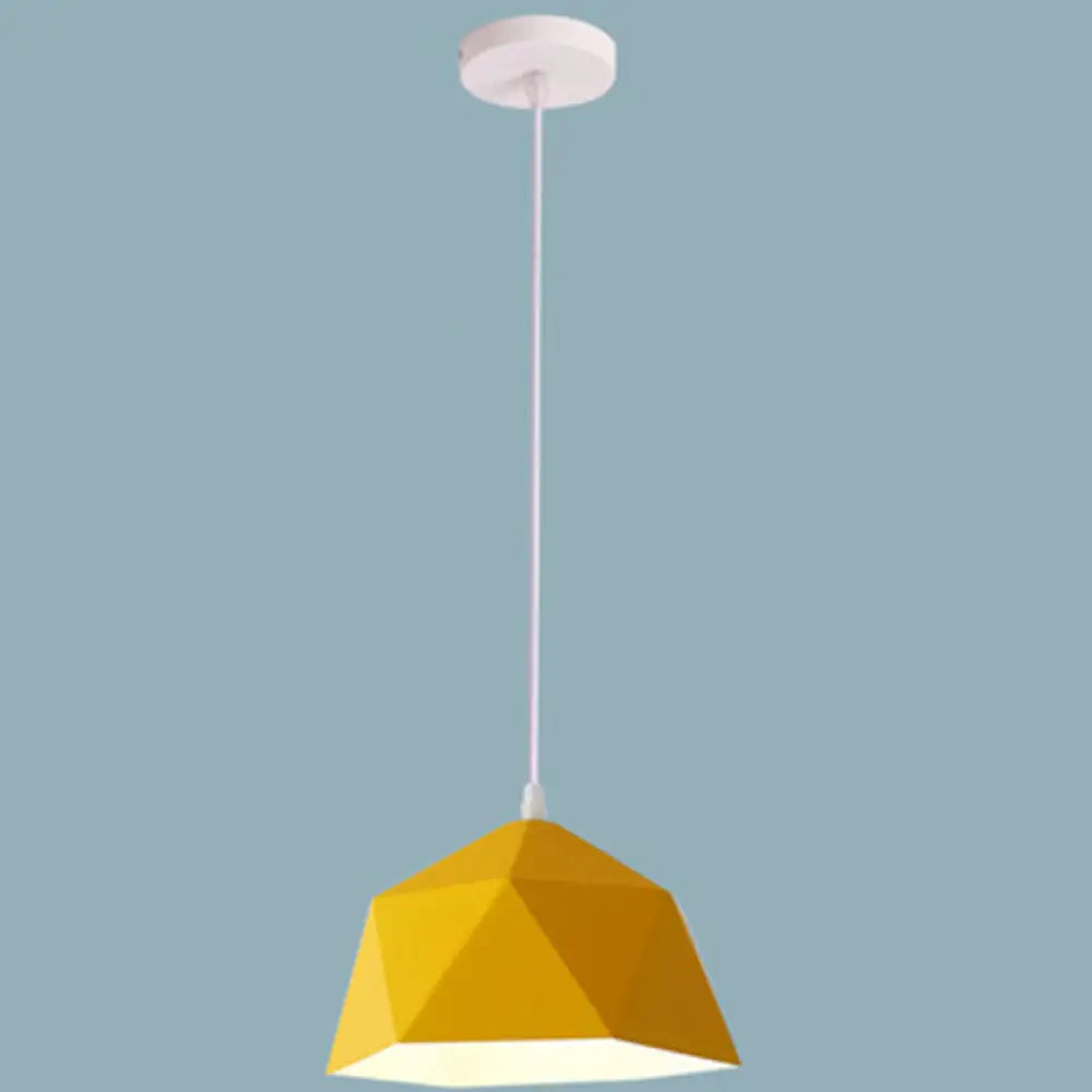 Nordic Macarons Style 1-Light Diamond Pendant Lamp - Modern Metal Dining Room Hanging Lighting