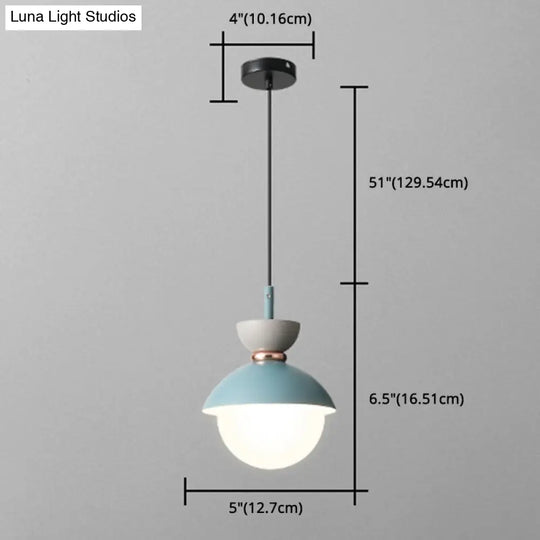 Nordic Macaroon Style Pendant Light With Frosted Milk White Glass Shade - Ideal For Dining Room And