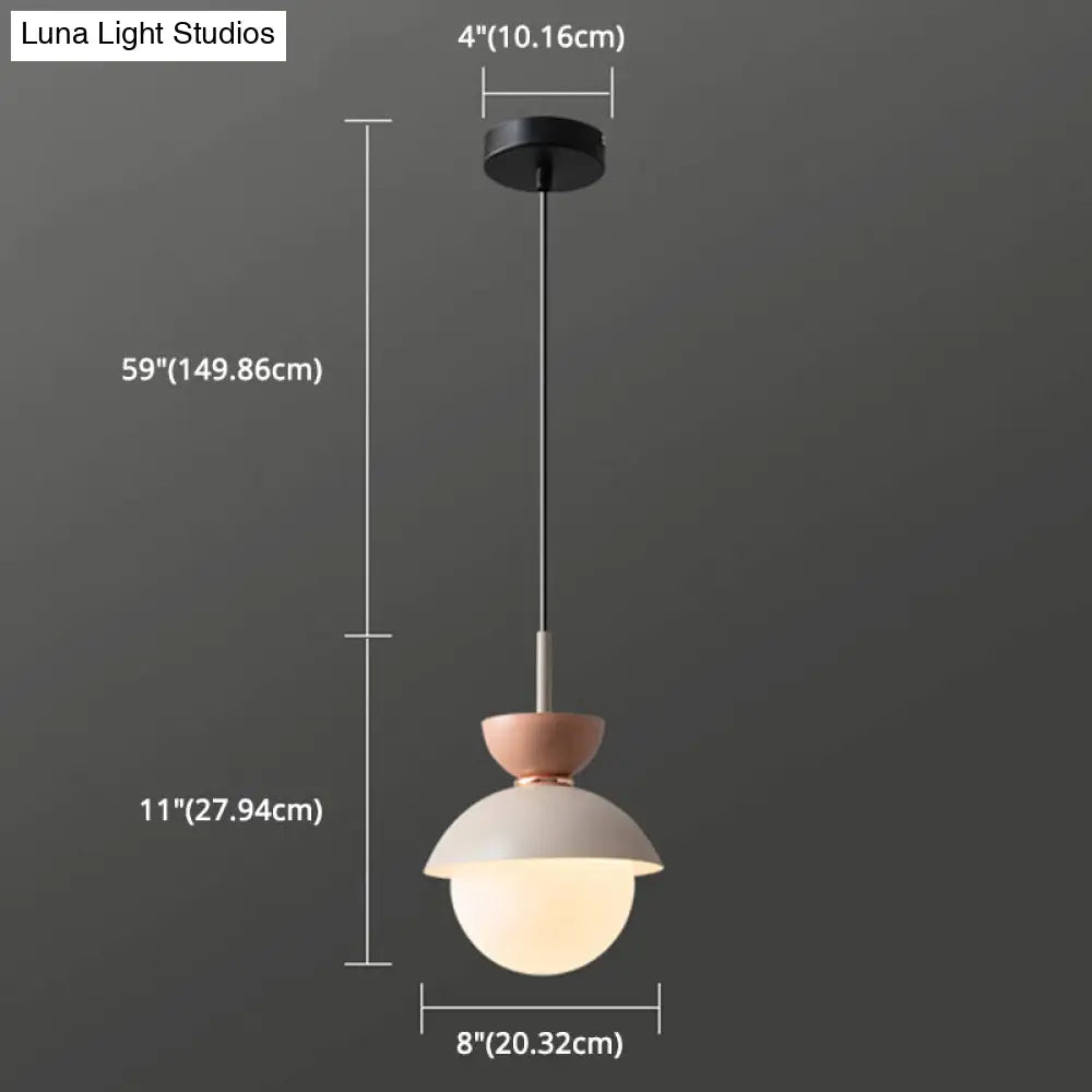 Nordic Macaroon Style Pendant Light With Frosted Milk White Glass Shade - Ideal For Dining Room And