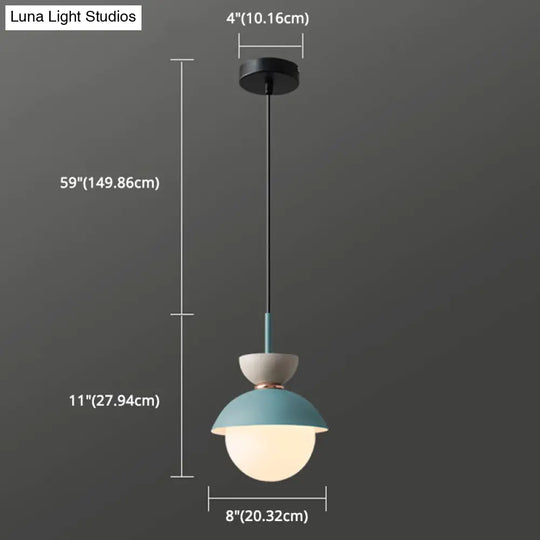 Nordic Macaroon Style Pendant Light With Frosted Milk White Glass Shade - Ideal For Dining Room And