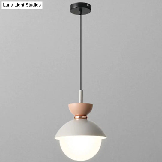 Nordic Macaroon Style Pendant Light With Frosted Milk White Glass Shade - Ideal For Dining Room And