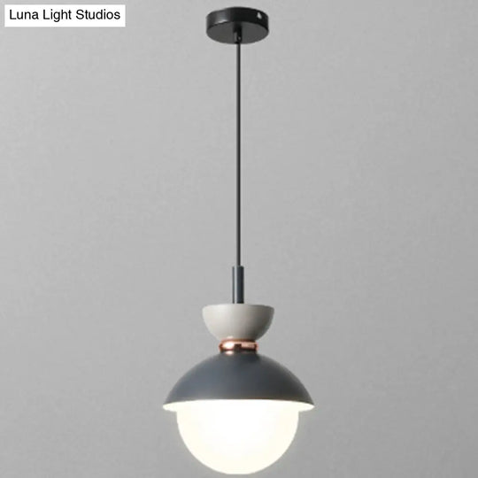 Nordic Macaroon Style Pendant Light With Frosted Milk White Glass Shade - Ideal For Dining Room And