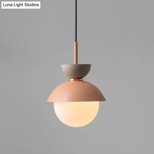 Nordic Macaroon Style Pendant Light With Frosted Milk White Glass Shade - Ideal For Dining Room And