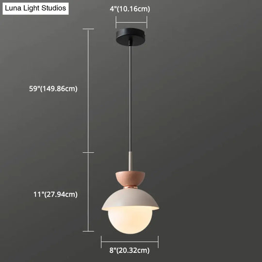 Nordic Macaroon Style Pendant Light With Frosted Glass Shade For Dining Room And Bedroom