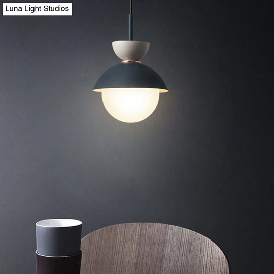 Nordic Macaroon Style Pendant Light With Frosted Milk White Glass Shade - Ideal For Dining Room And